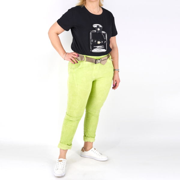 Gyűrt anyagú női nadrág + öv – N21668 – Pisztácia