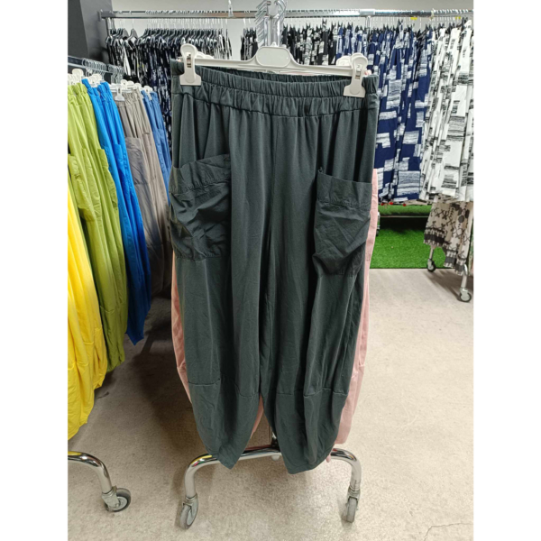 Női pamut nadrág, aszimmetrikus aljú - N6165 - Grafit