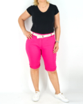 Sztreccs rövidnadrág + öv - N7765 - Pink-3