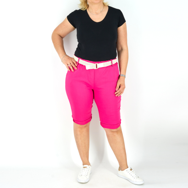 Sztreccs rövidnadrág + öv - N7765 - Pink-3