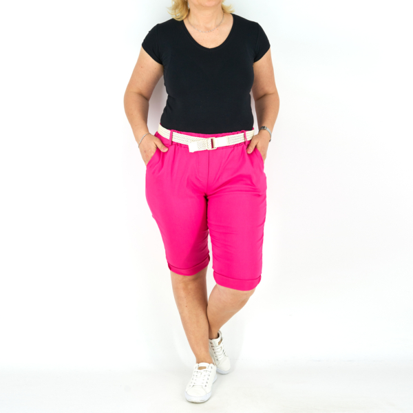 Sztreccs rövidnadrág + öv - N7765 - Pink