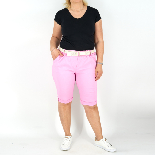 Sztreccs rövidnadrág + öv - N7765 - Rózsaszín-3