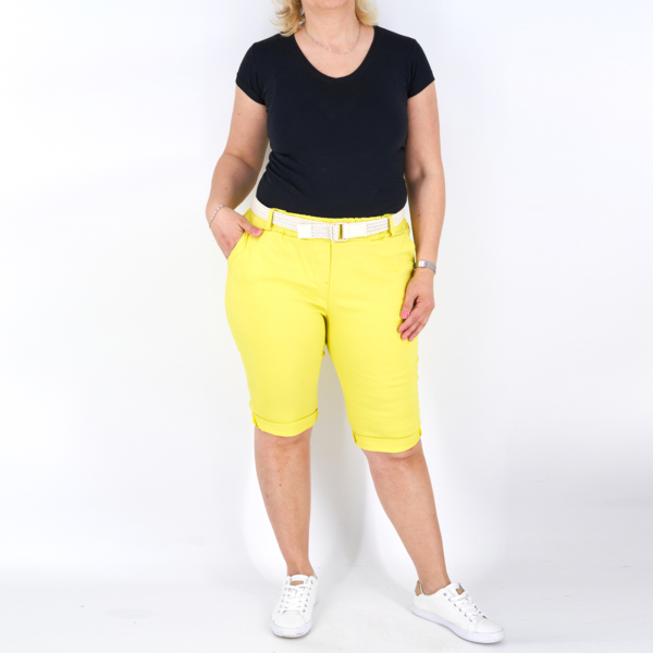 Sztreccs rövidnadrág + öv - N7765 - Sárga-3