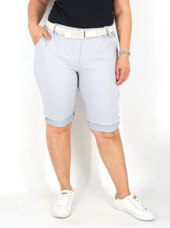 Sztreccs rövidnadrág + öv - N7765 - Világosszürke-2