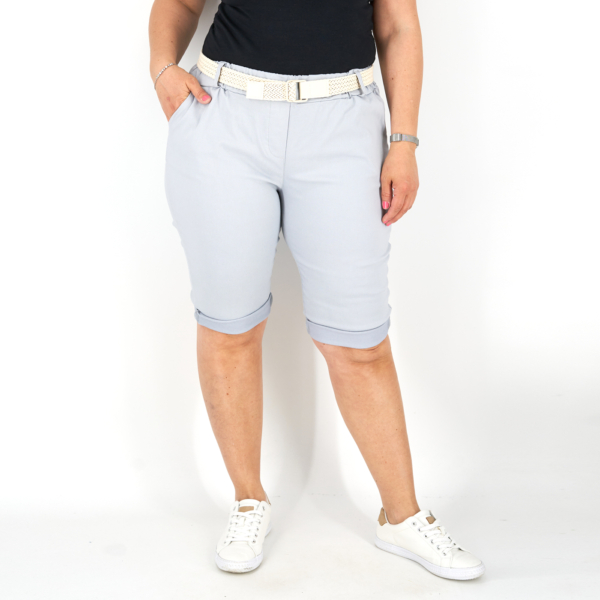 Sztreccs rövidnadrág + öv - N7765 - Világosszürke-2