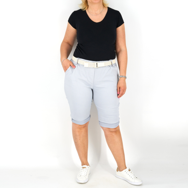 Sztreccs rövidnadrág + öv - N7765 - Világosszürke-3