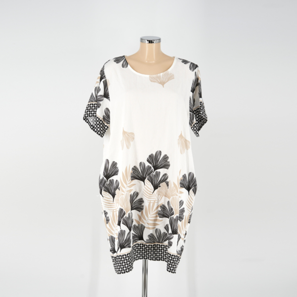 Mintás nyári ruha - R25093 - Fekete