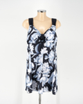 Nagyméretű, hosszú szoknyás tankini - F25129 - Fekete-Fehér