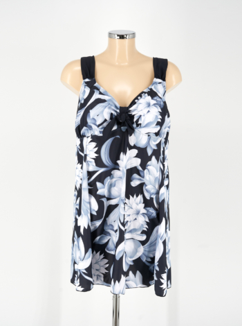 Nagyméretű, hosszú szoknyás tankini - F25129 - Fekete-Fehér