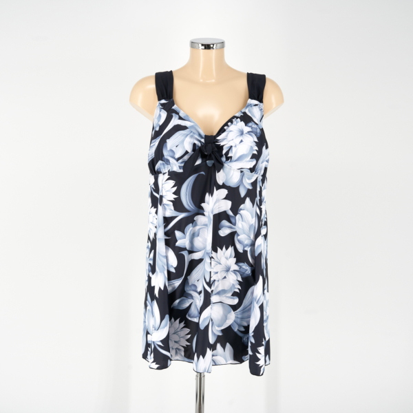 Nagyméretű, hosszú szoknyás tankini - F25129 - Fekete-Fehér