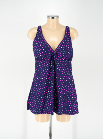 Nagyméretű, sortos szoknyás tankini - F3637 - Pöttyös-2