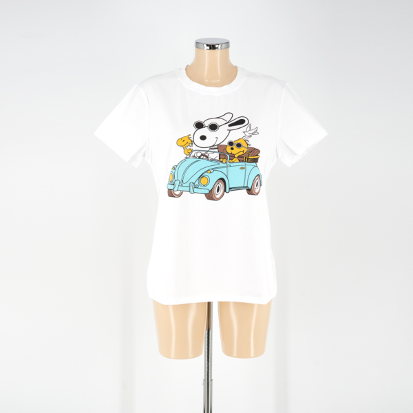 Női pamut póló - P2530 - Autós-snoopy
