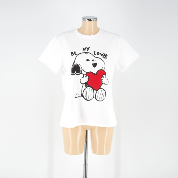 Női pamut póló - P2530 - Szíves-snoopy