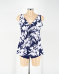Sortos szoknyás tankini - 25313 - Sötétkék-fehér-2