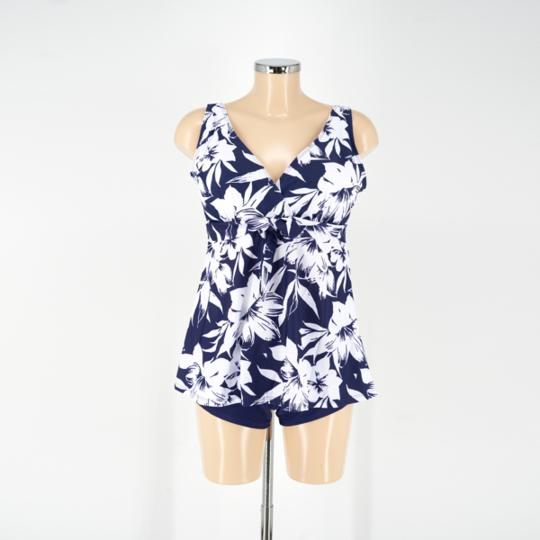 Sortos szoknyás tankini - 25313 - Sötétkék-fehér-2