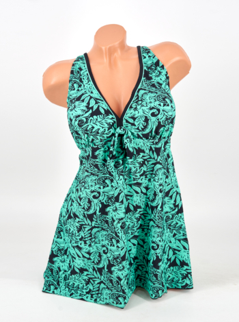 Sortos szoknyás tankini - F3636 - Zöld
