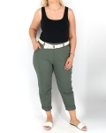 Egyenes szárú női nadrág + öv - N7566 - Khaki