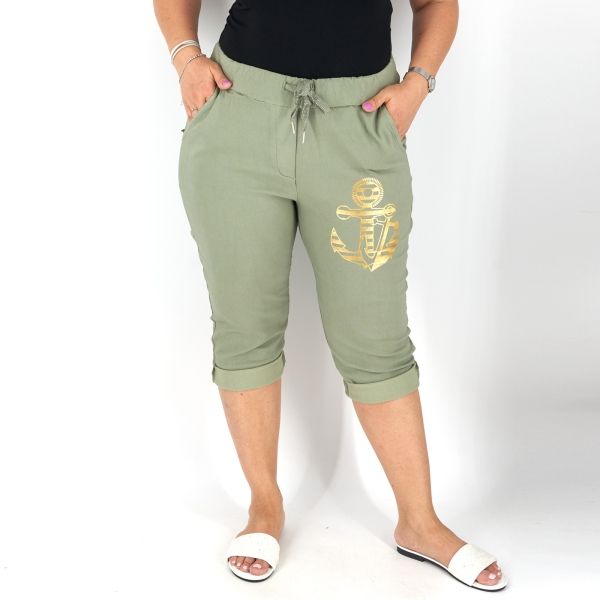 Horgony mintás sztreccs capri nadrág - N2545 - Keki-2