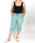 Horgony mintás sztreccs capri nadrág - N2545 - Menta