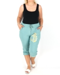 Horgony mintás sztreccs capri nadrág - N2545 - Menta-3
