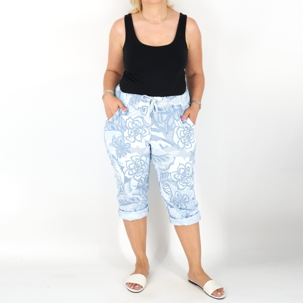 Mintás sztreccs capri nadrág - N2544-3