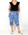 Mintás sztreccs capri nadrág - N2544 - Farmerkék