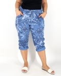 Mintás sztreccs capri nadrág - N2544 - Farmerkék-2