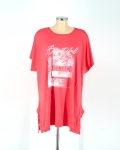 Pihe mintás nagyméretű női póló - P2551-korall