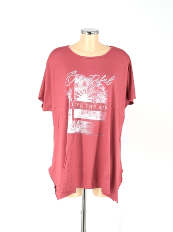 Pihe mintás nagyméretű női póló - P2551-lazac