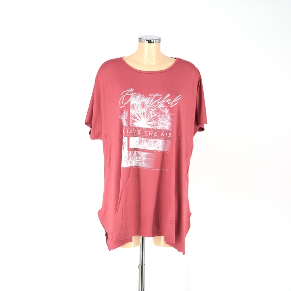 Pihe mintás nagyméretű női póló - P2551-lazac