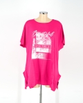 Pihe mintás nagyméretű női póló - P2551-pink
