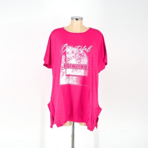 Pihe mintás nagyméretű női póló - P2551-pink