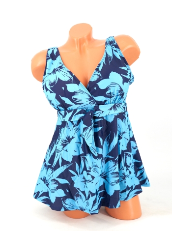 Sortos szoknyás tankini - 25313 - Világoskék