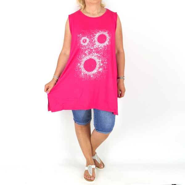 Ujjatlan nagyméretű póló - P2547-pink