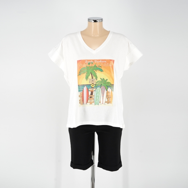 V nyakú Pamut póló - P2550 - California