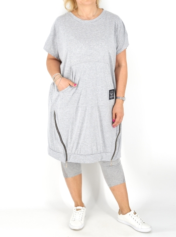 Kengurú zsebes tunika - T2573 - Szürke