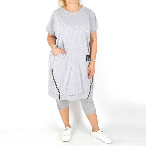Kengurú zsebes tunika - T2573 - Szürke