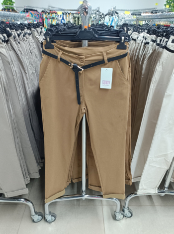 Elegáns női nadrág + öv - N2825 - Bamboo (Barna)