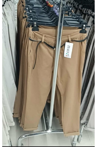 Elegáns női nadrág + öv - N2825 - Bamboo (Barna)