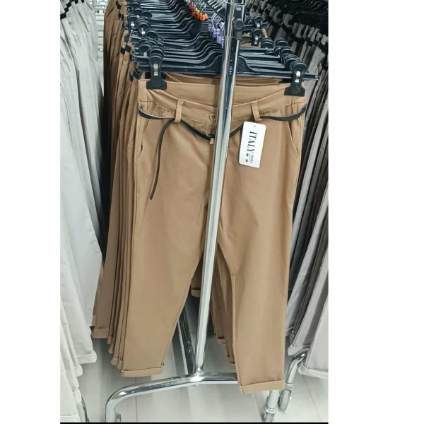 Elegáns női nadrág + öv - N2825 - Bamboo (Barna)