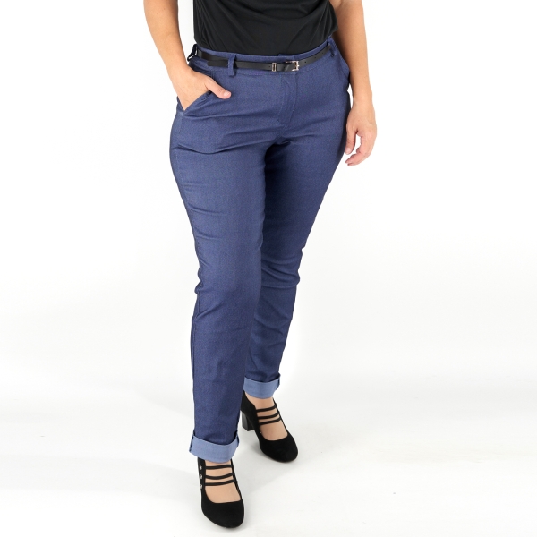 Elegáns női nadrág + öv - N2825 - Farmerkék