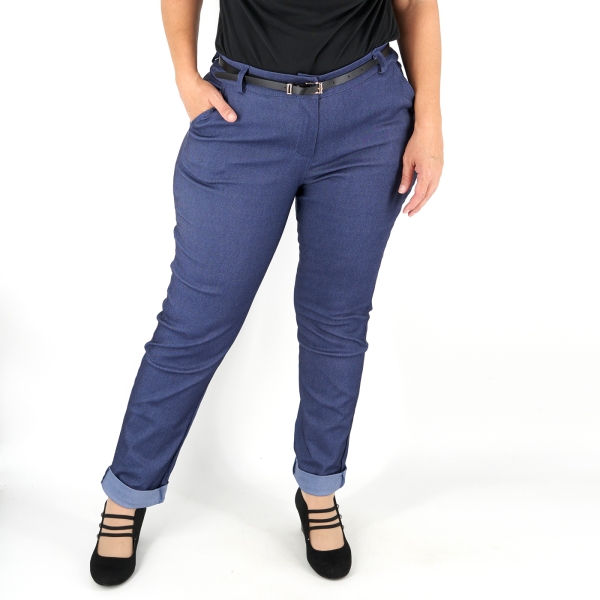 Elegáns női nadrág + öv - N2825 - Farmerkék