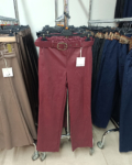 Magas derekú, elegáns női bőrnadrág + öv - N3121-Bőr - Padlizsán