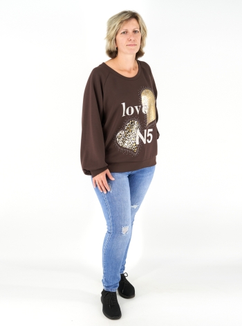 Női pulóver (LOVE N5) - P2582 - Barna