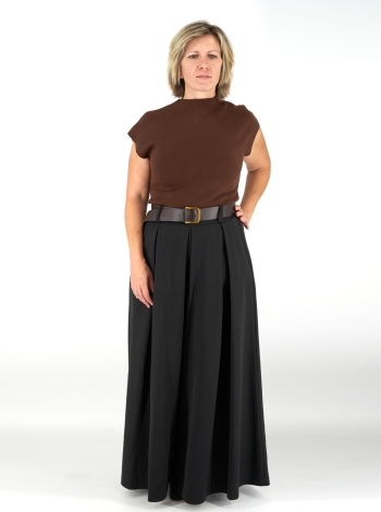Elegáns, rövid ujjú, kötött női felső - ZS3089 - Barna