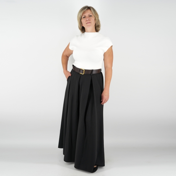 Elegáns, rövid ujjú, kötött női felső - ZS3089 - Fehér