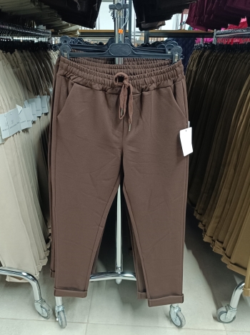 Gumis derekú női "punto" nadrág - BB8923 - Csokoládébarna