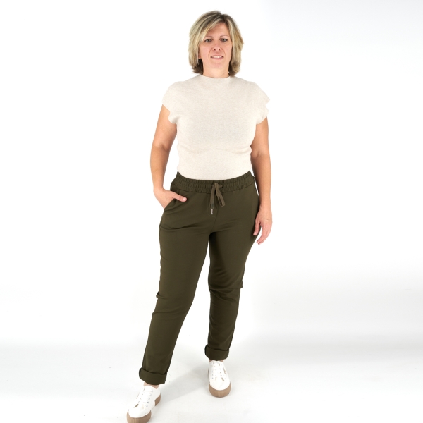 Gumis derekú női "punto" nadrág - BB8923 - Khaki
