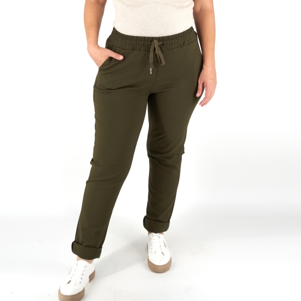 Gumis derekú női "punto" nadrág - BB8923 - Khaki