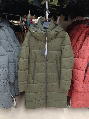 Hosszú steppelt kabát - FLY-2929 - Khaki